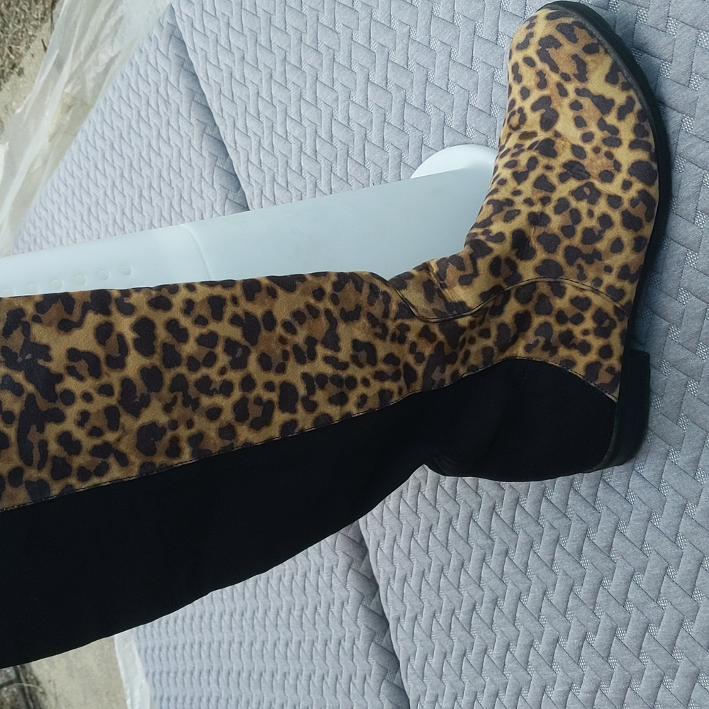 OTK leopard print boots